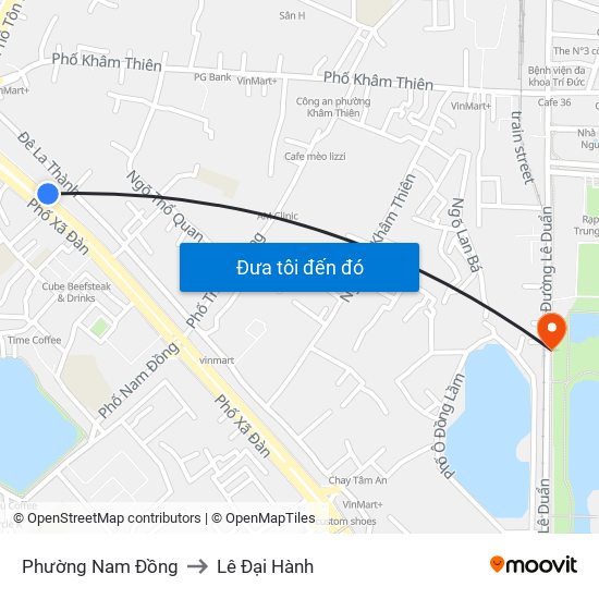 Phường Nam Đồng to Lê Đại Hành map