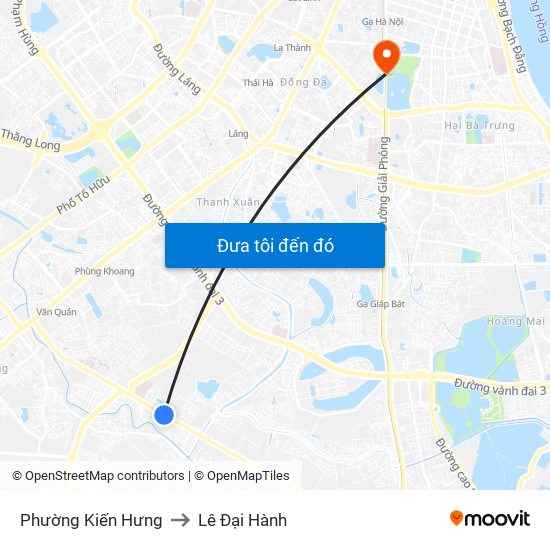 Phường Kiến Hưng to Lê Đại Hành map