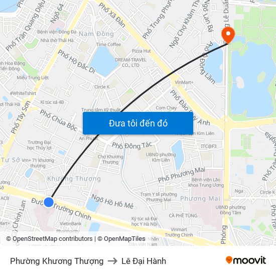 Phường Khương Thượng to Lê Đại Hành map