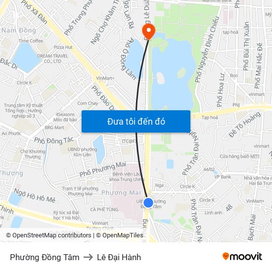 Phường Đồng Tâm to Lê Đại Hành map