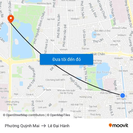Phường Quỳnh Mai to Lê Đại Hành map