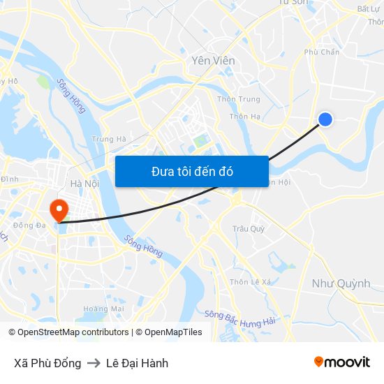 Xã Phù Đổng to Lê Đại Hành map