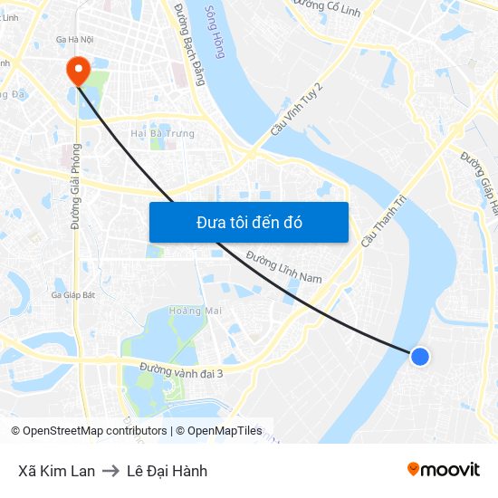 Xã Kim Lan to Lê Đại Hành map