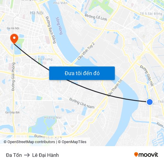 Đa Tốn to Lê Đại Hành map