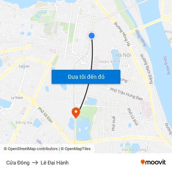 Cửa Đông to Lê Đại Hành map