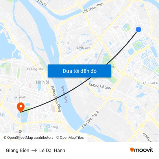 Giang Biên to Lê Đại Hành map