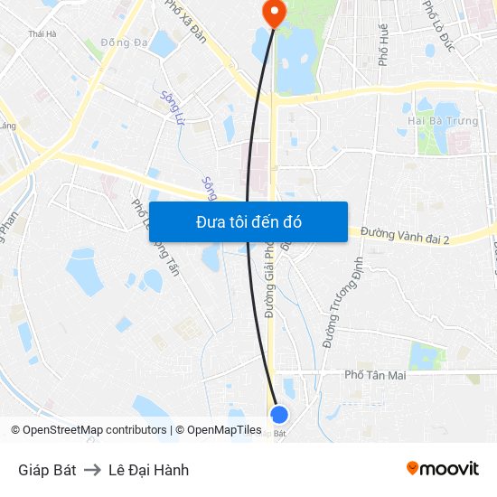 Giáp Bát to Lê Đại Hành map