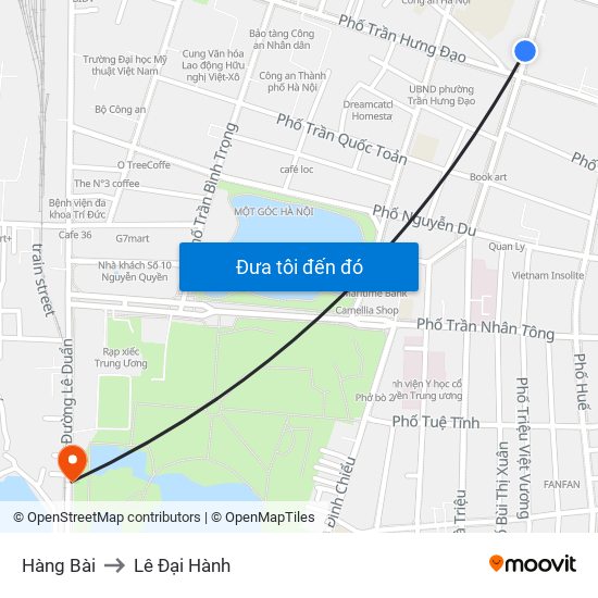 Hàng Bài to Lê Đại Hành map