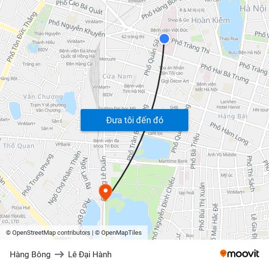 Hàng Bông to Lê Đại Hành map