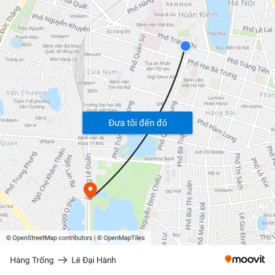 Hàng Trống to Lê Đại Hành map