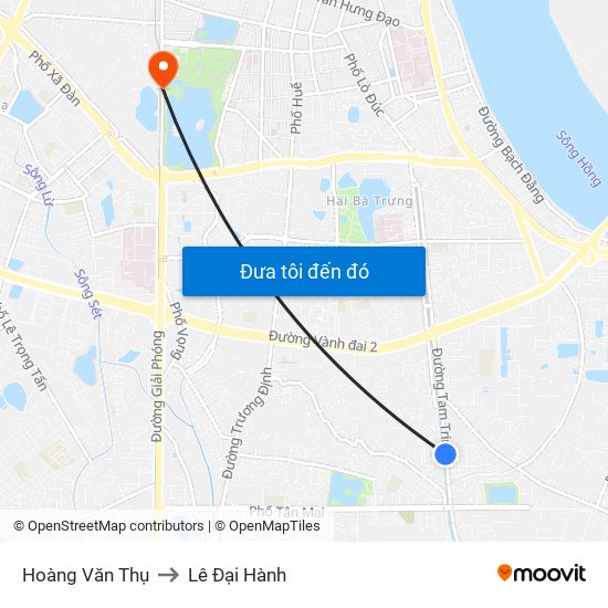 Hoàng Văn Thụ to Lê Đại Hành map