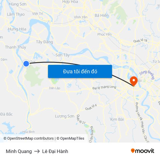 Minh Quang to Lê Đại Hành map