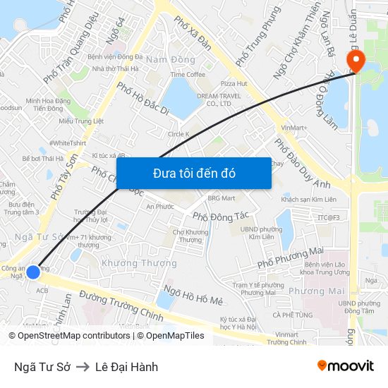 Ngã Tư Sở to Lê Đại Hành map