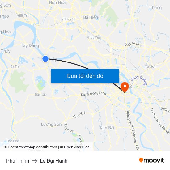 Phú Thịnh to Lê Đại Hành map