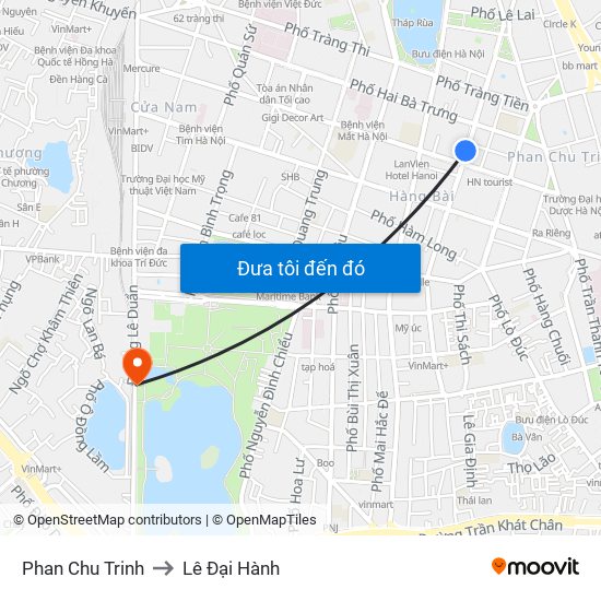 Phan Chu Trinh to Lê Đại Hành map