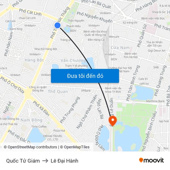 Quốc Tử Giám to Lê Đại Hành map