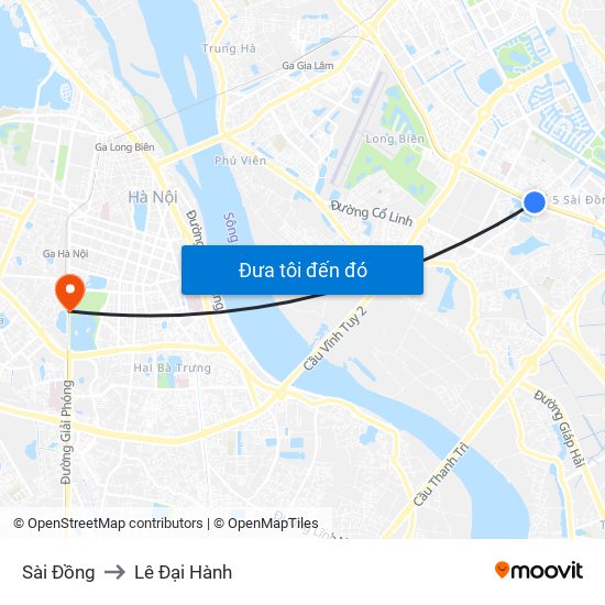 Sài Đồng to Lê Đại Hành map