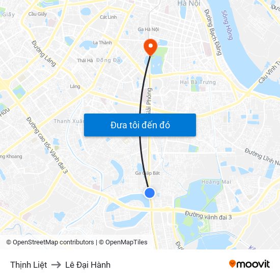 Thịnh Liệt to Lê Đại Hành map