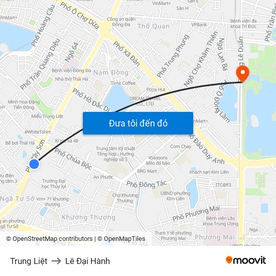 Trung Liệt to Lê Đại Hành map