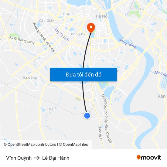 Vĩnh Quỳnh to Lê Đại Hành map