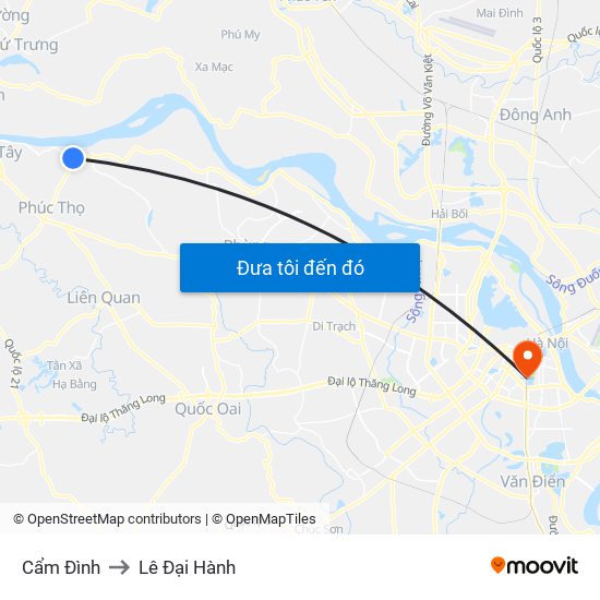 Cẩm Đình to Lê Đại Hành map