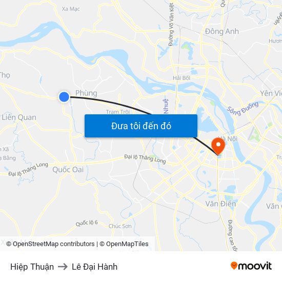 Hiệp Thuận to Lê Đại Hành map