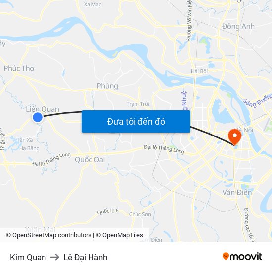Kim Quan to Lê Đại Hành map