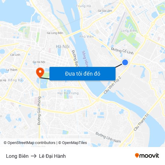 Long Biên to Lê Đại Hành map