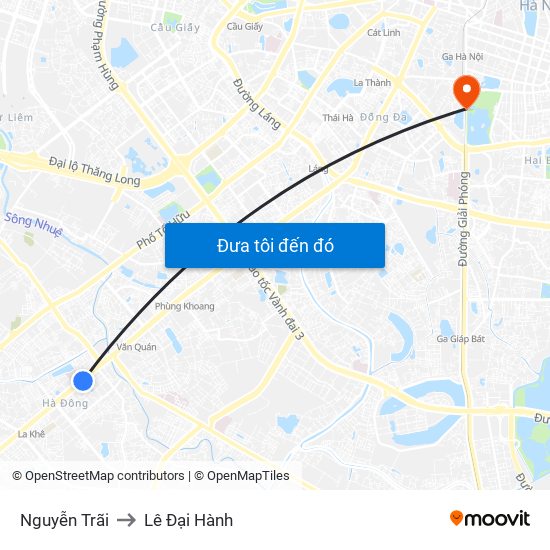 Nguyễn Trãi to Lê Đại Hành map
