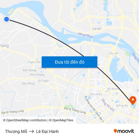 Thượng Mỗ to Lê Đại Hành map