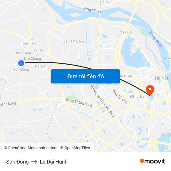 Sơn Đồng to Lê Đại Hành map