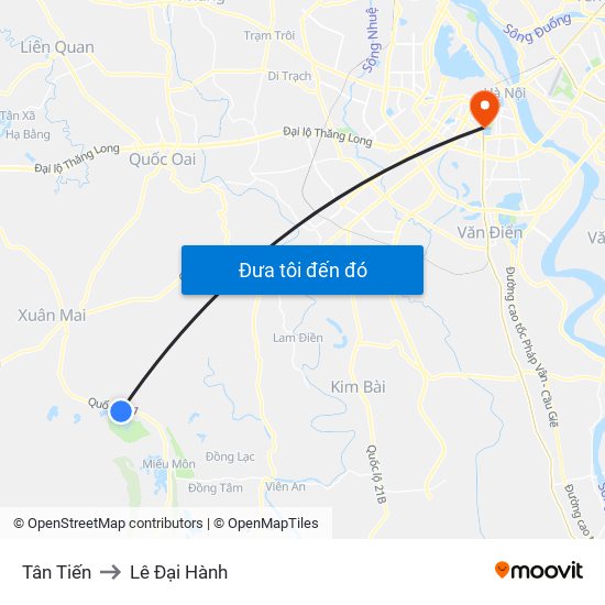 Tân Tiến to Lê Đại Hành map