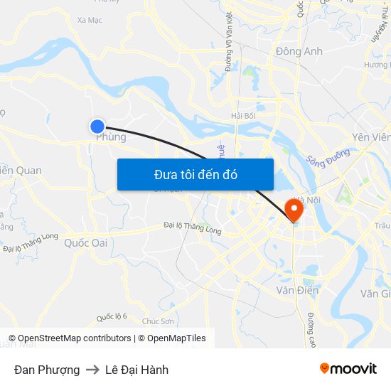 Đan Phượng to Lê Đại Hành map