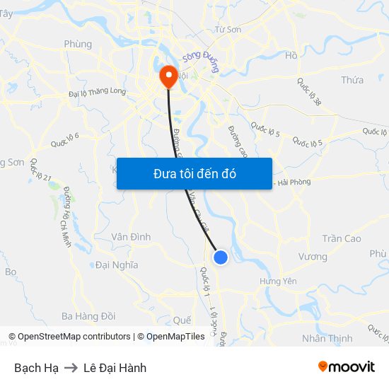 Bạch Hạ to Lê Đại Hành map