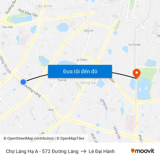 Chợ Láng Hạ A - 572 Đường Láng to Lê Đại Hành map