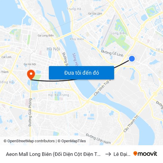 Aeon Mall Long Biên (Đối Diện Cột Điện T4a/2a-B Đường Cổ Linh) to Lê Đại Hành map