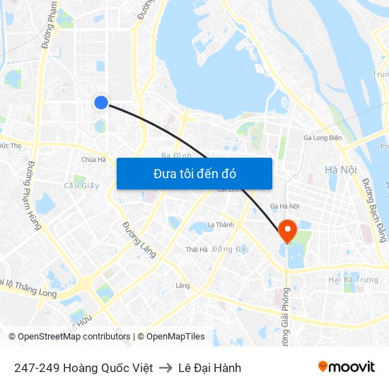 247-249 Hoàng Quốc Việt to Lê Đại Hành map