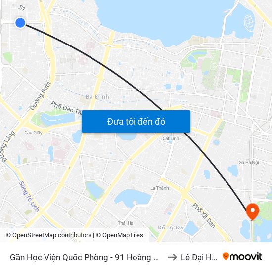 Gần Học Viện Quốc Phòng - 91 Hoàng Quốc Việt to Lê Đại Hành map