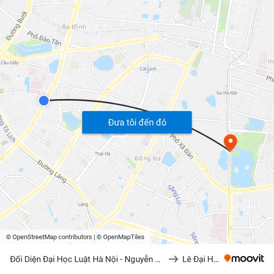 Đối Diện Đại Học Luật Hà Nội - Nguyễn Chí Thanh to Lê Đại Hành map