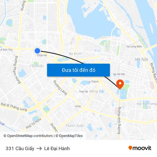 331 Cầu Giấy to Lê Đại Hành map
