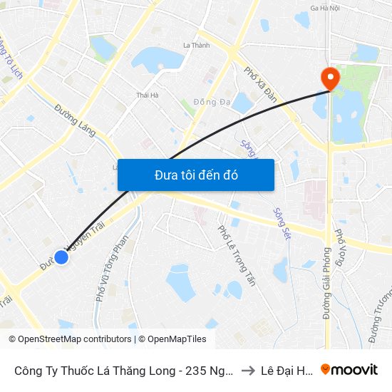 Công Ty Thuốc Lá Thăng Long - 235 Nguyễn Trãi to Lê Đại Hành map