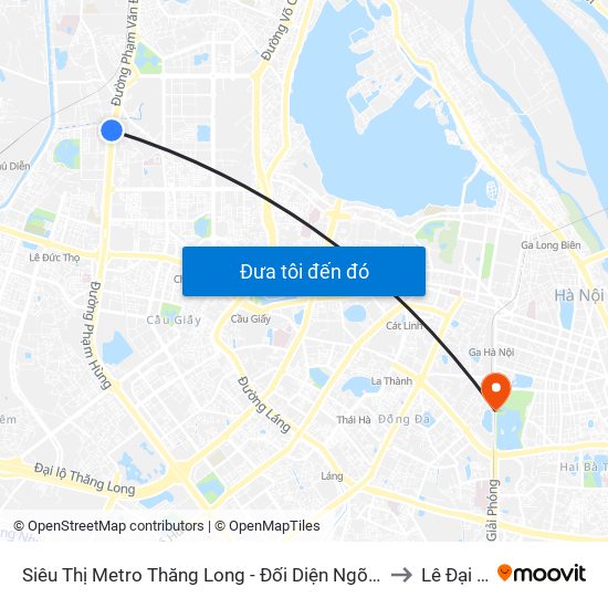 Siêu Thị Metro Thăng Long - Đối Diện Ngõ 599 Phạm Văn Đồng to Lê Đại Hành map