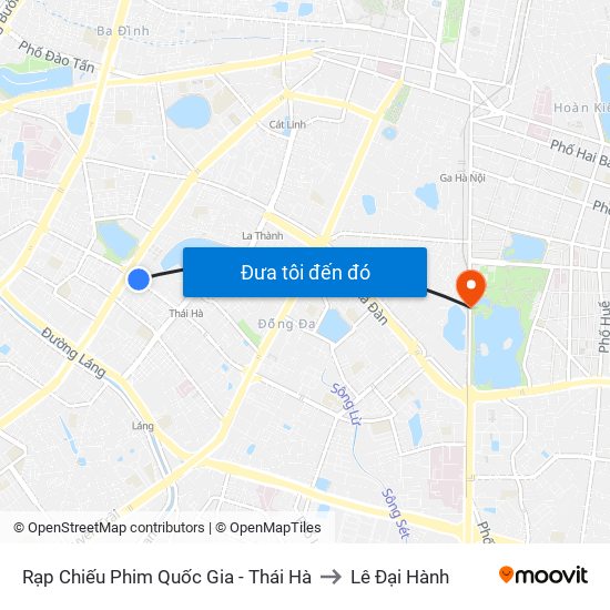 Rạp Chiếu Phim Quốc Gia - Thái Hà to Lê Đại Hành map