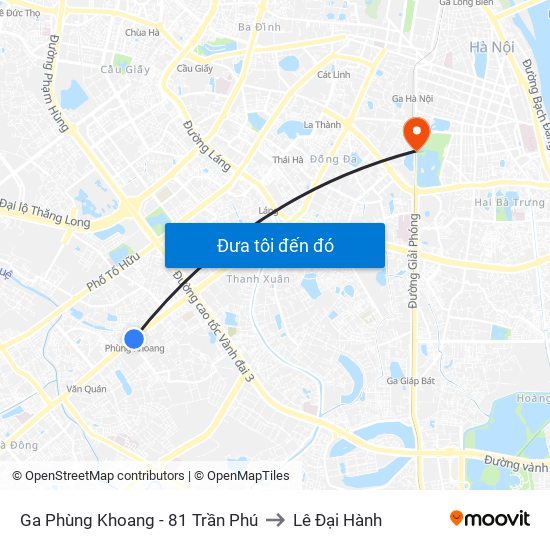 Ga Phùng Khoang - 81 Trần Phú to Lê Đại Hành map