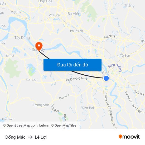 Đống Mác to Lê Lợi map