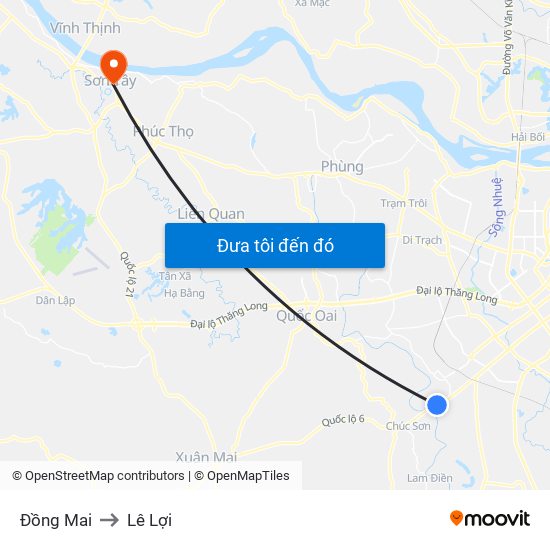 Đồng Mai to Lê Lợi map