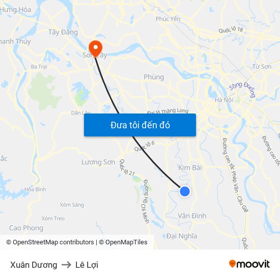 Xuân Dương to Lê Lợi map