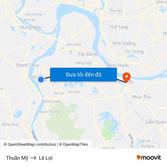 Thuần Mỹ to Lê Lợi map