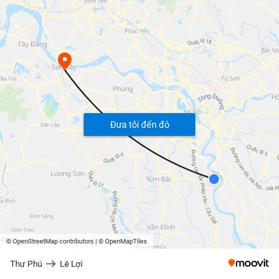 Thư Phú to Lê Lợi map