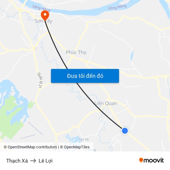 Thạch Xá to Lê Lợi map